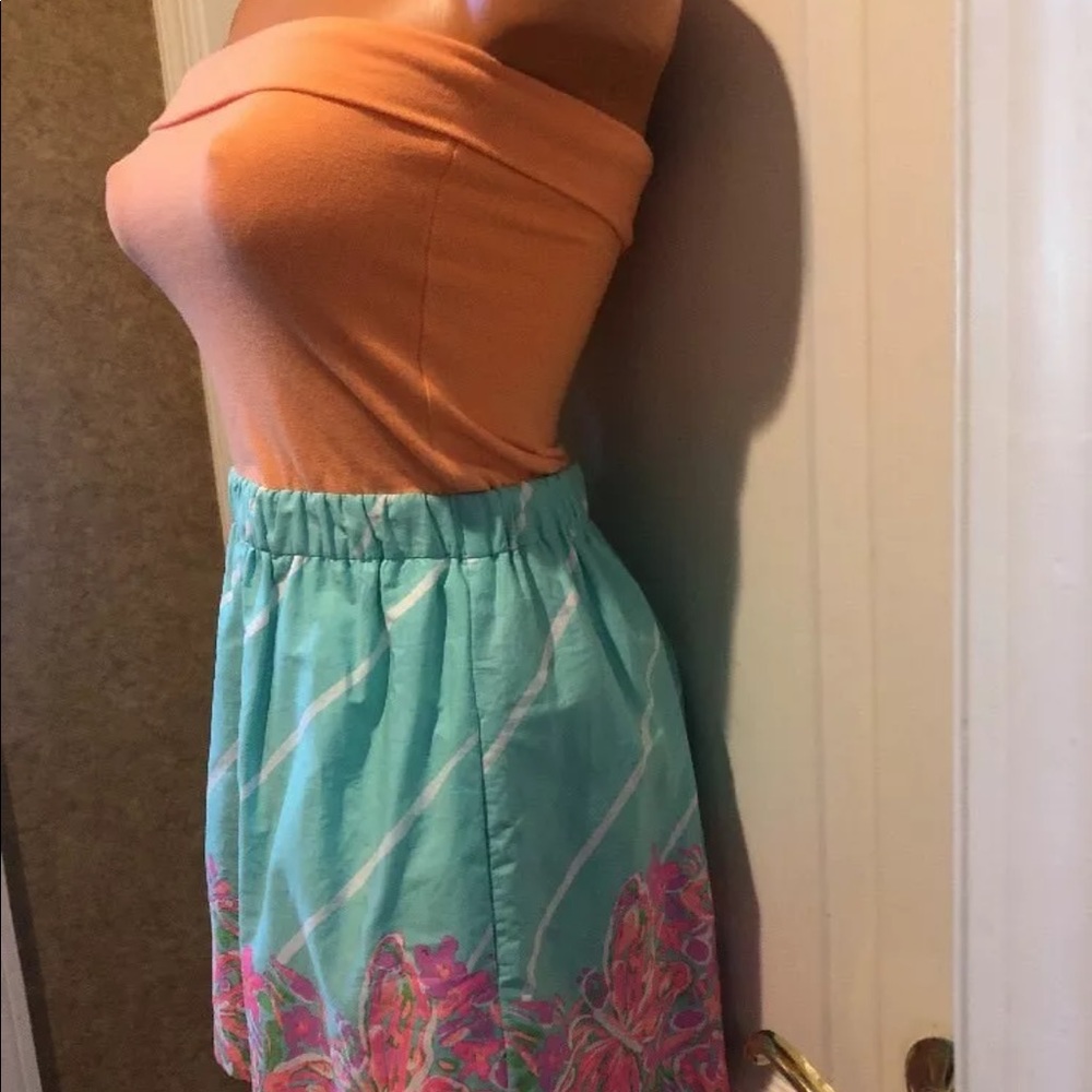 LILLY PULITZER Sun Dress Peach Turquoise XS EUC $150 - Picture 4 of 9